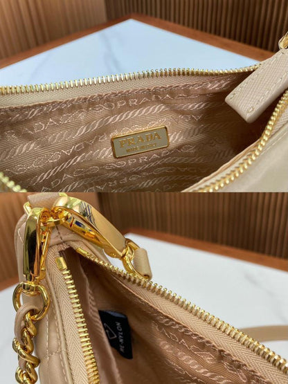 Gold Nylon Hobo Bag