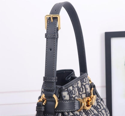 Modern Refined Blue Calfskin Crossbody Bag