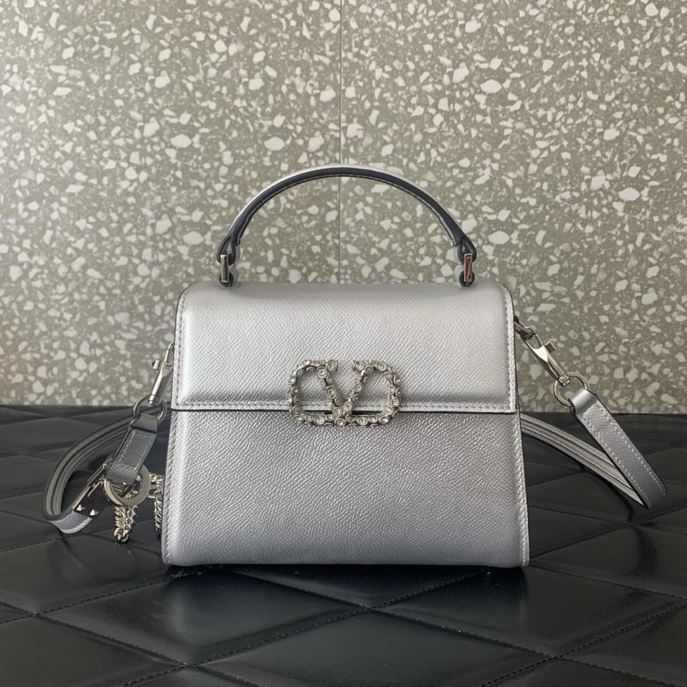Crystal-Embellished Calfskin Shoulder Bag