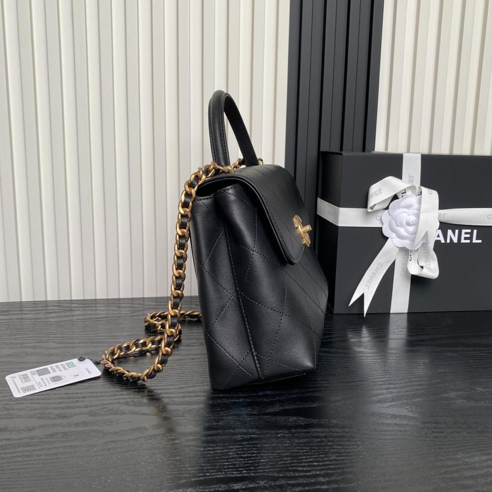 Gold Calfskin Top Handle Bag