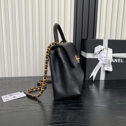 Gold Calfskin Top Handle Bag