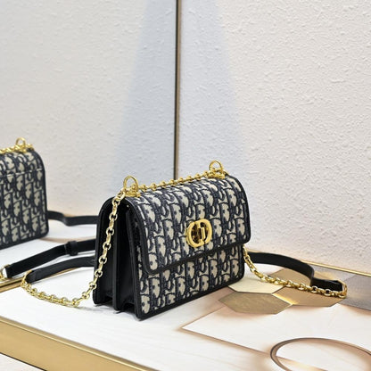 Luxury Premium Blue Embroidered Leather Crossbody Bag
