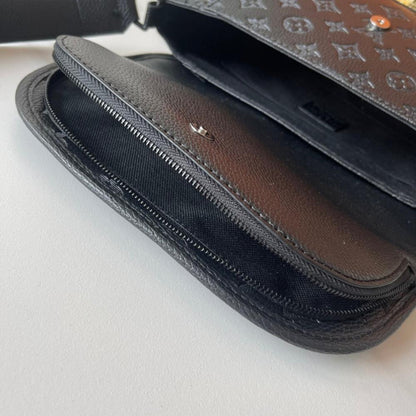 Modern Italian-Inspired Monogram Leather Shoulder Bag