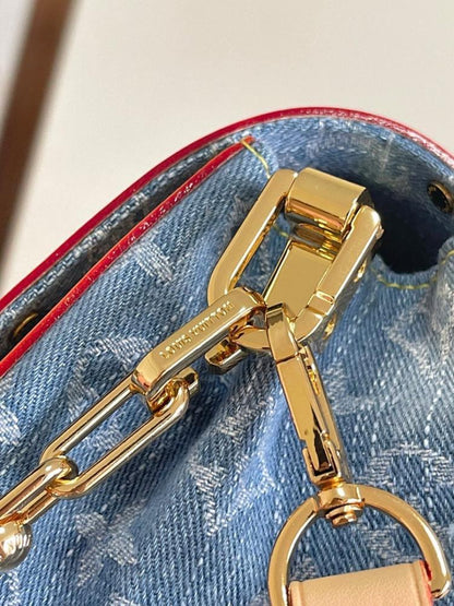 Dauphine Woven Denim Top Handle Bag