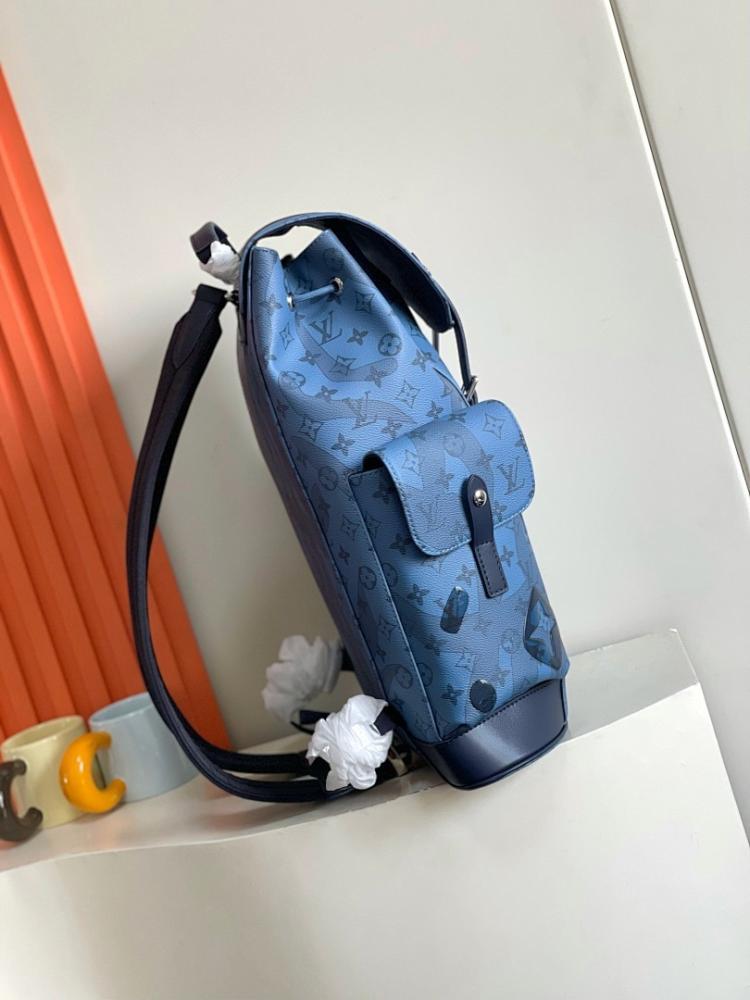 Arco Blue Monogram Leather Shoulder Bag