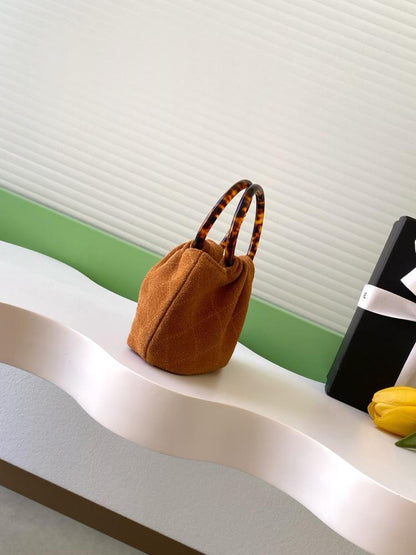 Suede Top Handle Bag