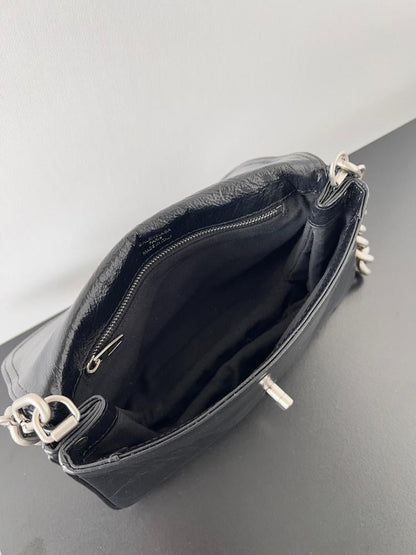 Modern Black Leather Shoulder Bag