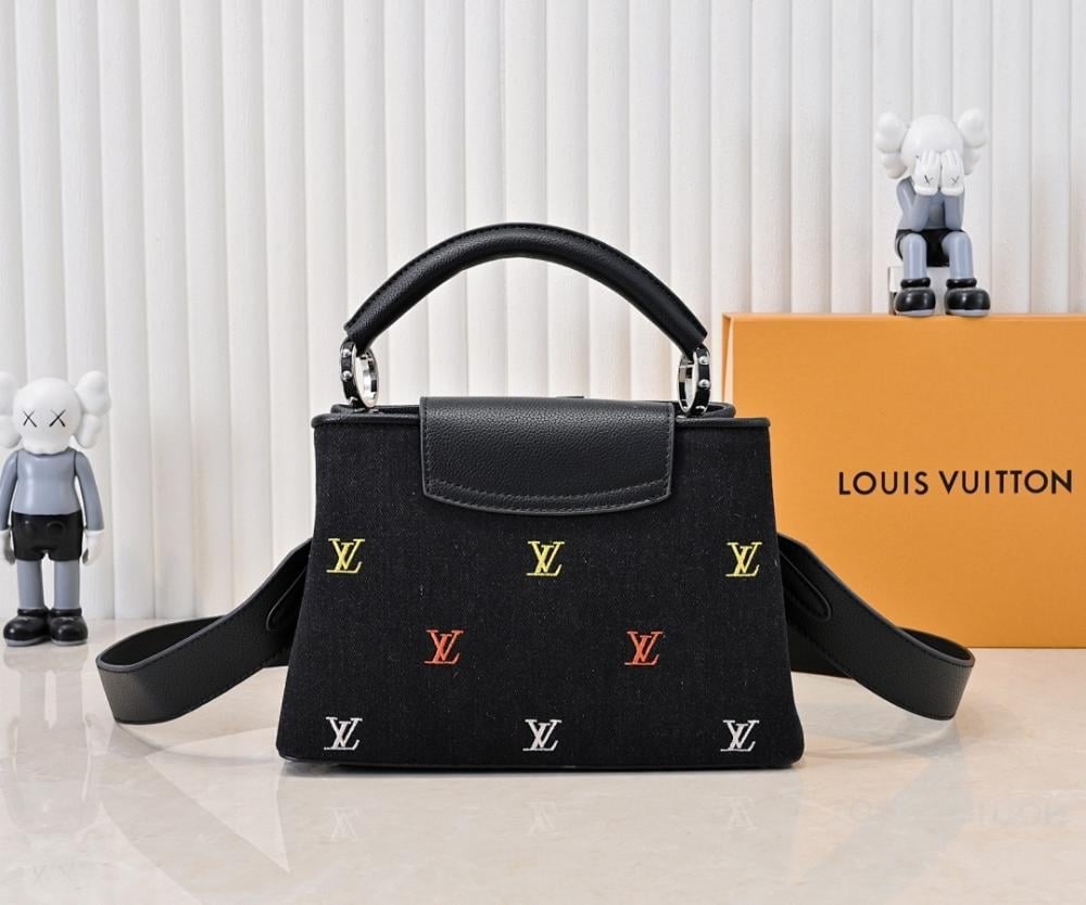 Italian-Inspired Luxury Black Denim Shoulder Bag
