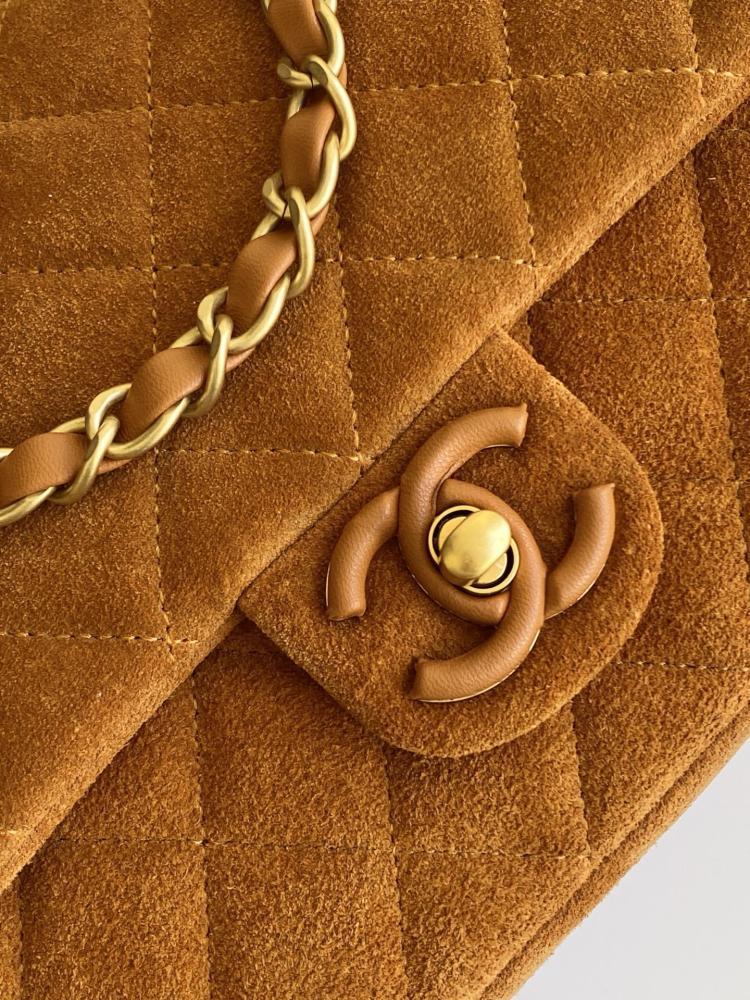 Classic Gold Suede Shoulder Bag