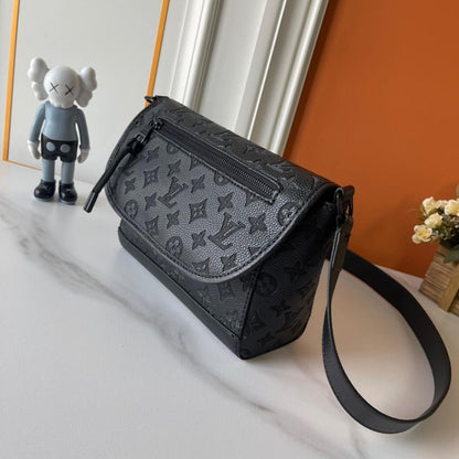 Modern Italian-Inspired Monogram Leather Shoulder Bag