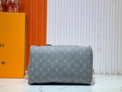 Modern Luxury Denim Top Handle Bag