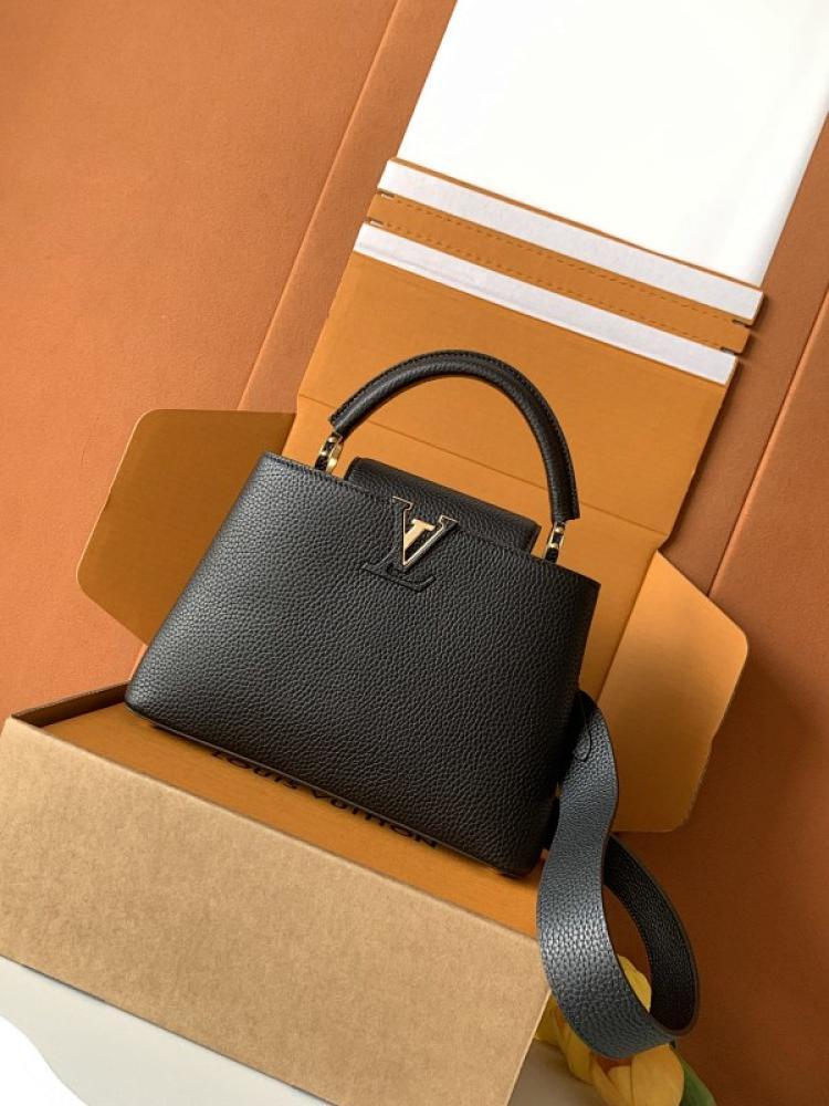 Gold Leather Top Handle Bag