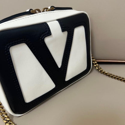 VLogo Signature Gold Leather Shoulder Bag