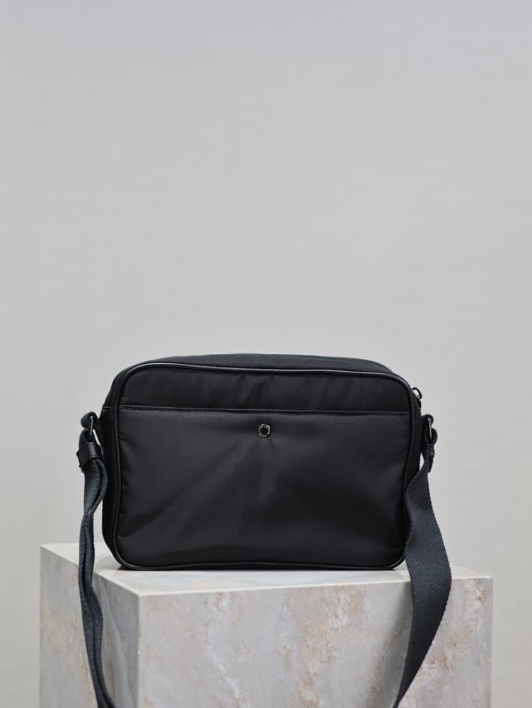 Italian-Inspired Elegant Black Nylon Shoulder Bag