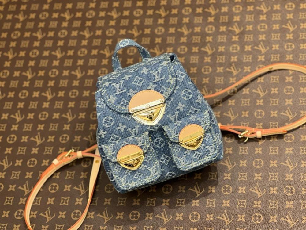 Modern Refined Embroidered Denim Backpack