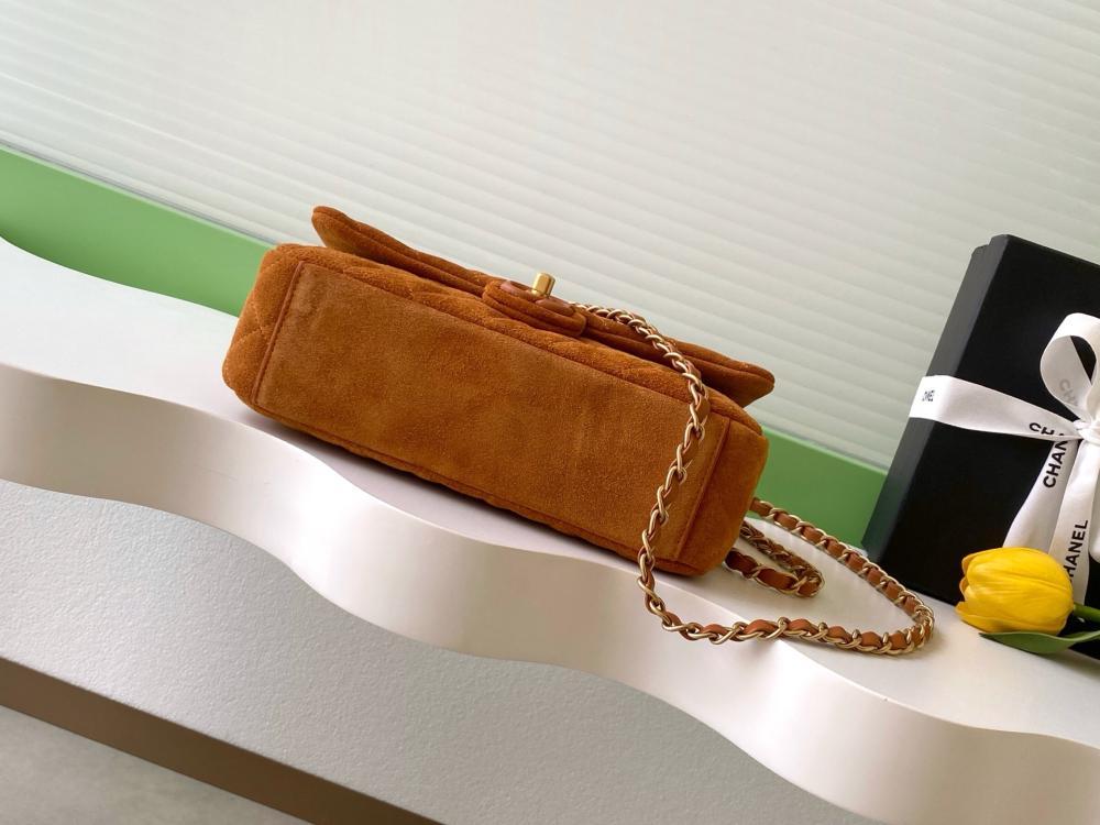 Classic Gold Suede Shoulder Bag