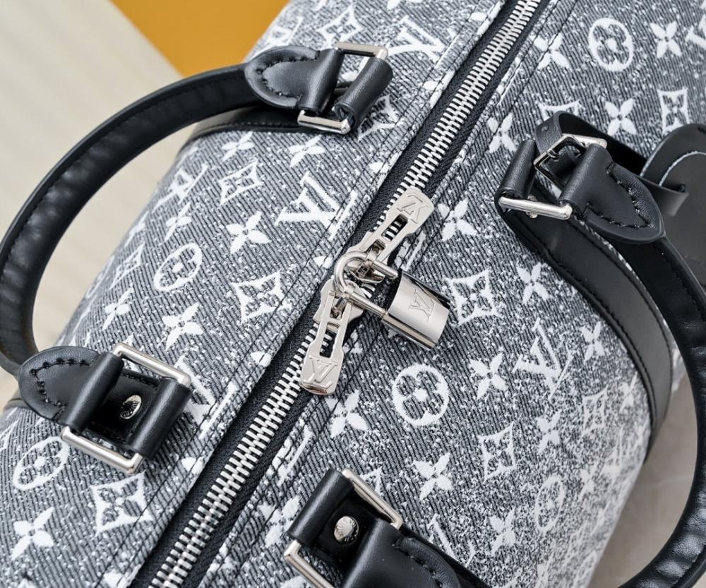 Luxury Refined Monogram Denim Top Handle Bag
