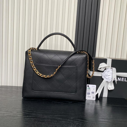 Gold Calfskin Top Handle Bag