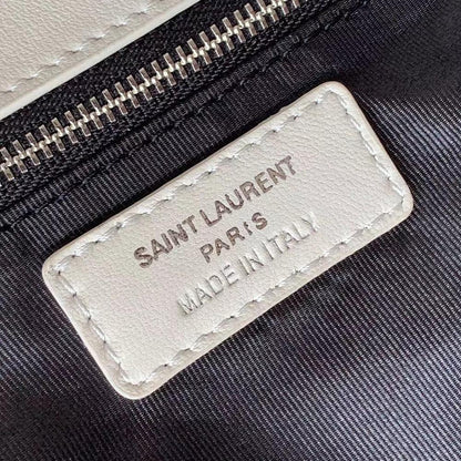 Modern Elegant Silver Quilted Lambskin Top Handle Bag