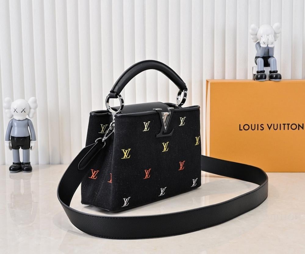 Italian-Inspired Luxury Black Denim Shoulder Bag