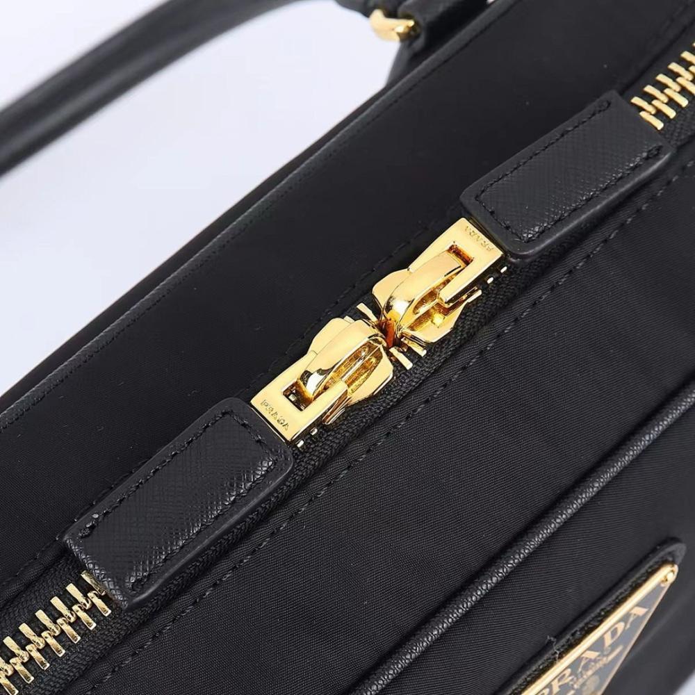 Classic Modern Gold Nylon Top Handle Bag