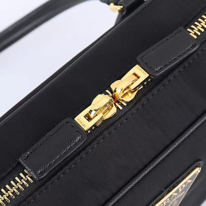 Classic Modern Gold Nylon Top Handle Bag