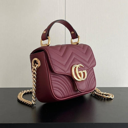 GG Marmont Gold Leather Shoulder Bag