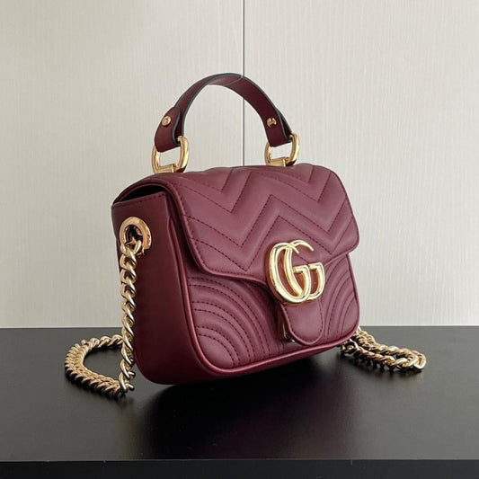 GG Marmont Gold Leather Shoulder Bag