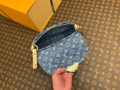Modern Elegant Blue Woven Denim Shoulder Bag