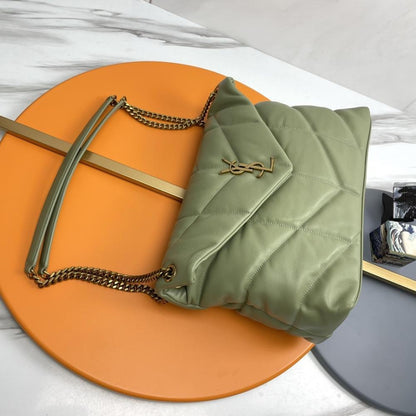 Alma Green Quilted Lambskin Shoulder Bag