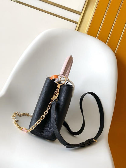 Gold Leather Top Handle Bag