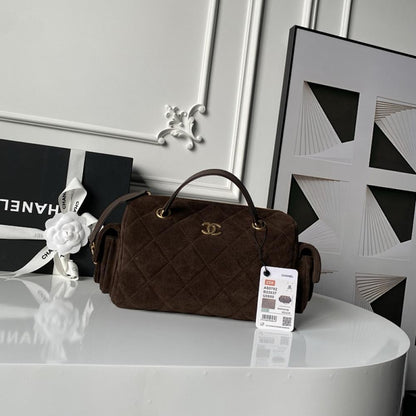 Suede Top Handle Bag