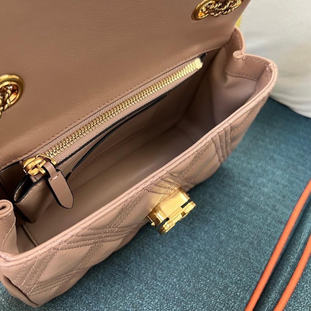 Classic Elegant Gold Quilted Leather Shoulder Bag