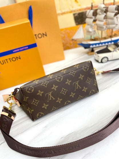 Modern Refined Monogram Leather Top Handle Bag