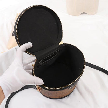 Italian-Inspired Stylish Monogram Leather Bucket Bag