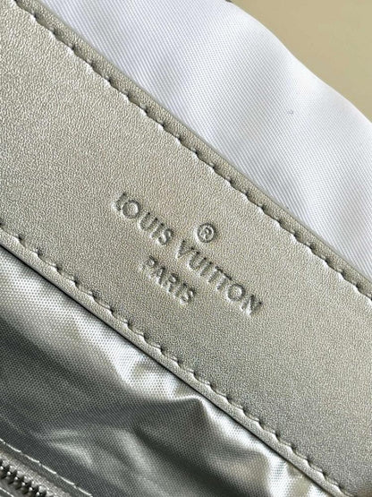 Modern Luxury Silver Nylon Shoulder Bag – Limited Edition