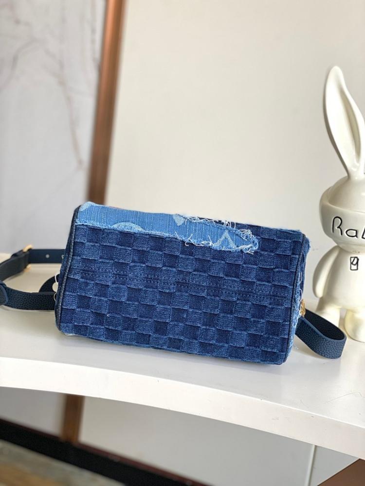 Elegant Refined Monogram Denim Top Handle Bag