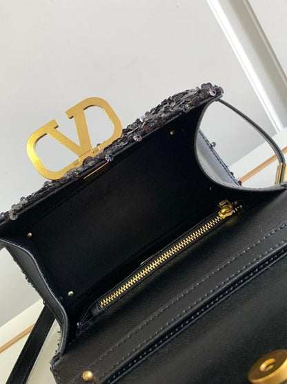 Classic Refined Embroidered Lambskin Shoulder Bag