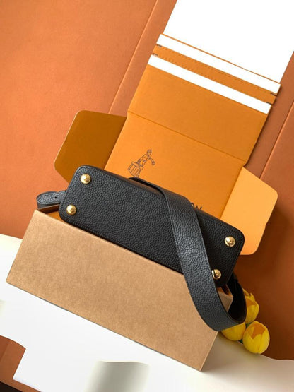Gold Leather Top Handle Bag