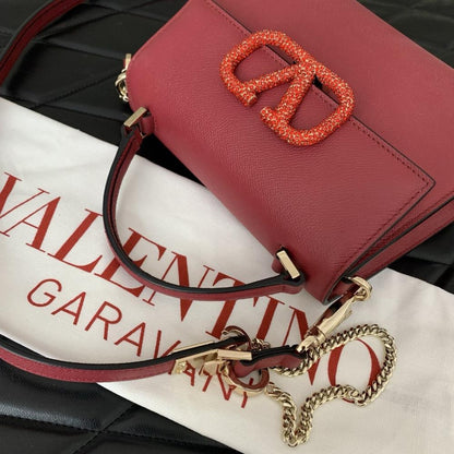 Crystal-Embellished Calfskin Shoulder Bag