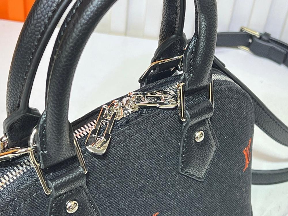 Modern Premium Black Embroidered Denim Shoulder Bag