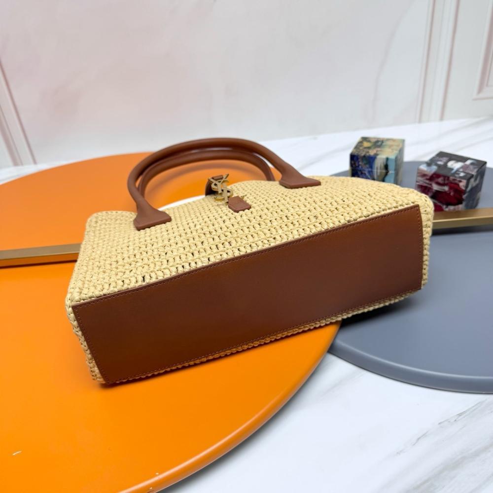 Woven Leather Top Handle Bag