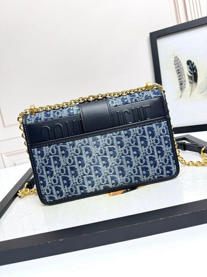 Elegant Refined Blue Calfskin Shoulder Bag