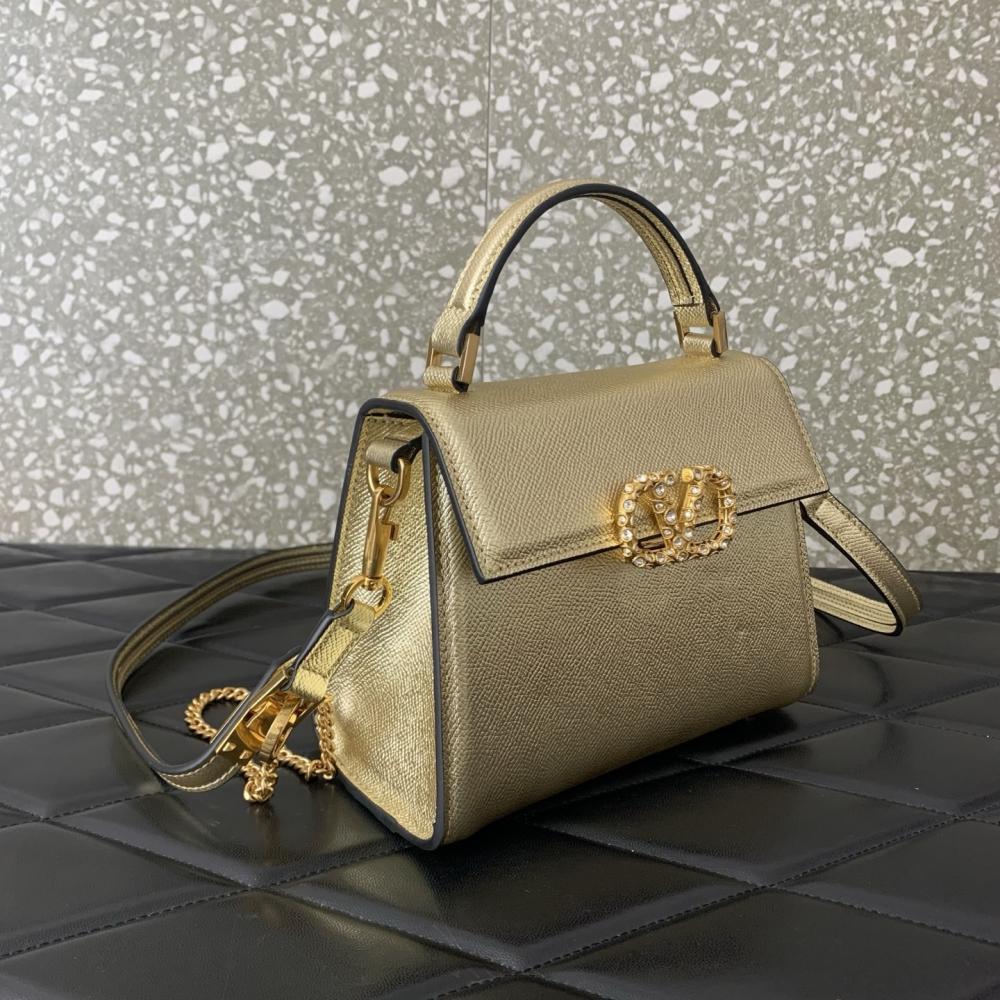 Crystal-Embellished Calfskin Shoulder Bag