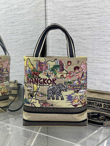 Embroidered Top Handle Bag