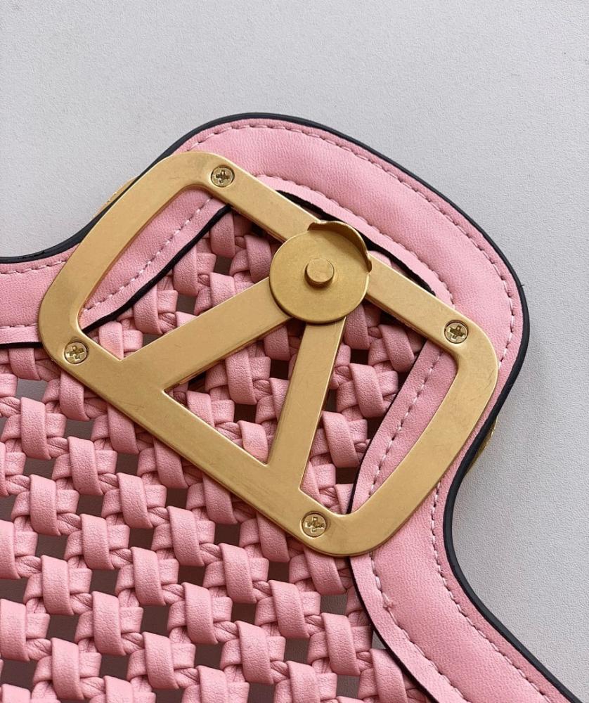 Modern Italian-Inspired Woven Calfskin Shoulder Bag