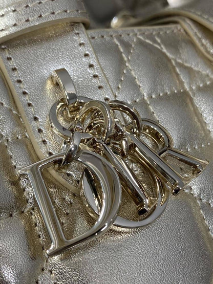 Practical Gold Calfskin Top Handle Bag