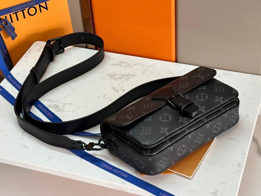 Elegant Refined Monogram Leather Shoulder Bag