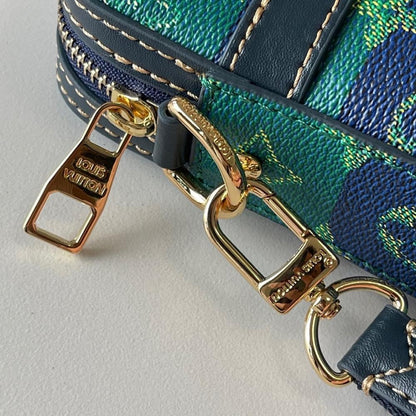 Modern Italian-Inspired Monogram Leather Shoulder Bag