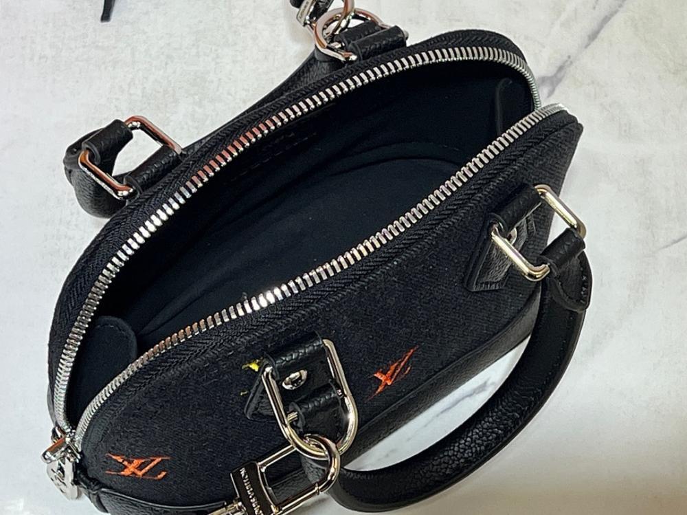 Italian-Inspired Luxury Black Embroidered Denim Shoulder Bag